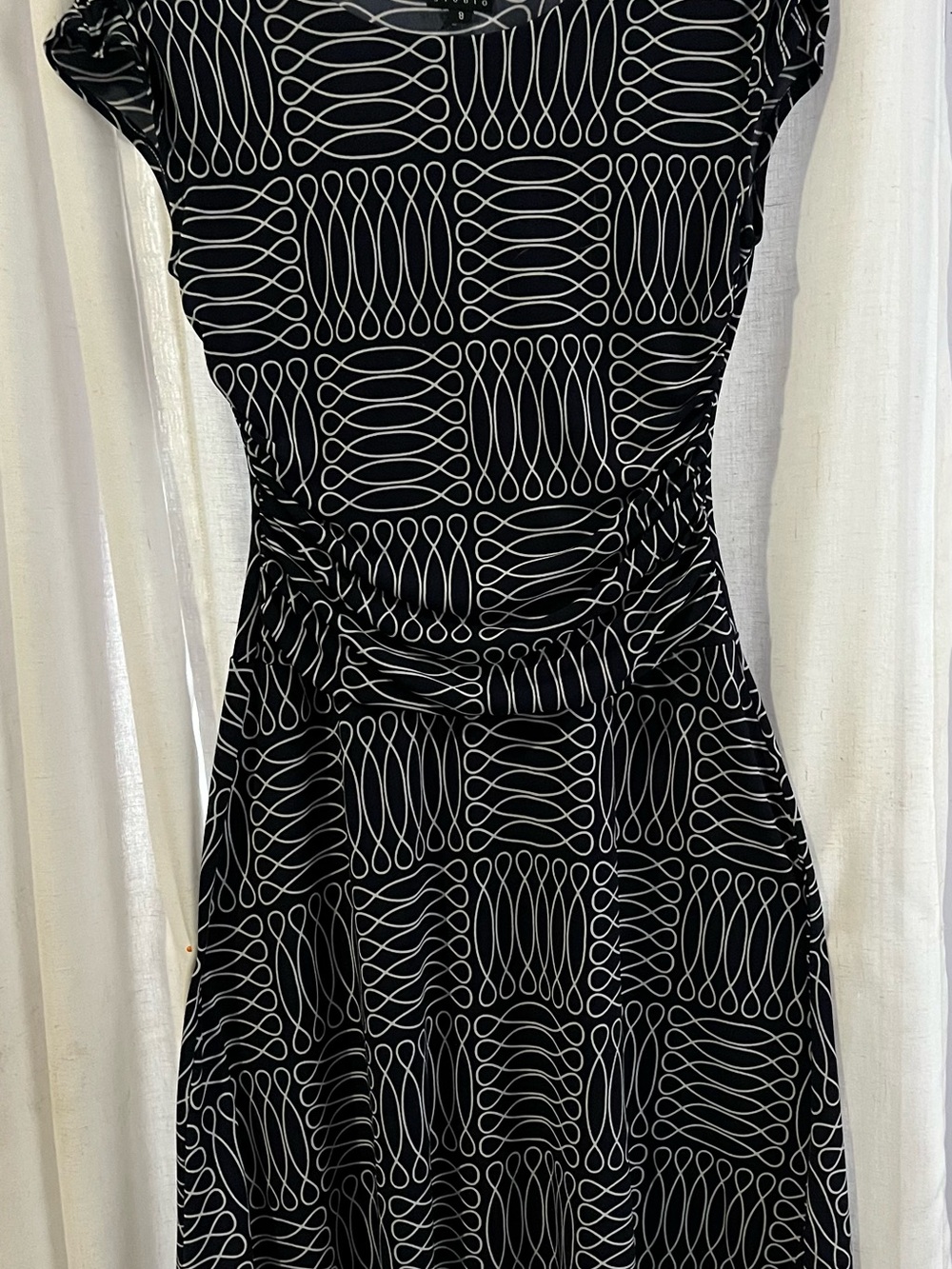 Enfocus Studio Black Dress with White Geometric Pattern